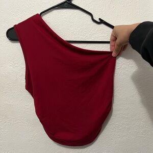 SHEIN Burgundy One-Shoulder Crop Top